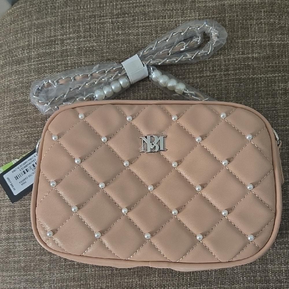 Badgley Mischka Beige Quilted Crossbody Bag